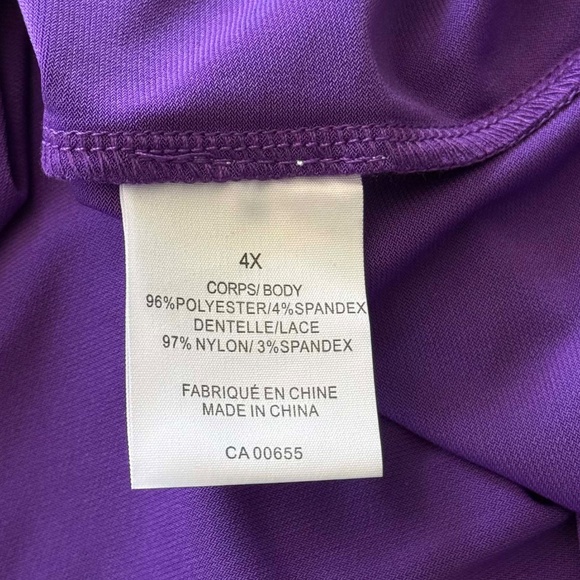 LACE SWEETHEART TOP, RICH PURPLE, SIZE 4X, PENNINGTONS, IN ORIGINAL BAG, TAG ON, - Picture 2 of 8